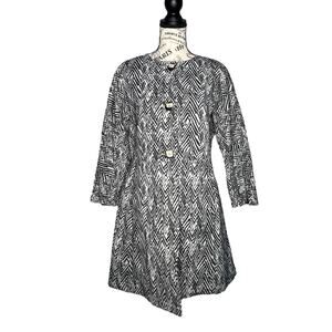 Cabi (M) Graphic Zigzag Knit Coat 3/4 Sleeve Button Front Longline Style Jacket